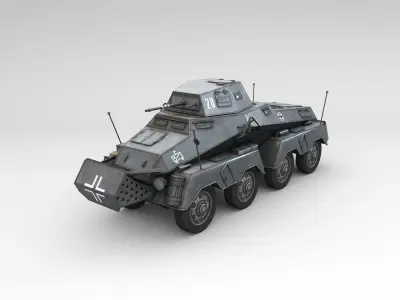 Low Poly SdKfz 231 8 Rad heavy recon car Low-poly 3D model