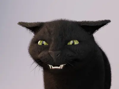 Cat black Rigged Low-poly 3D model