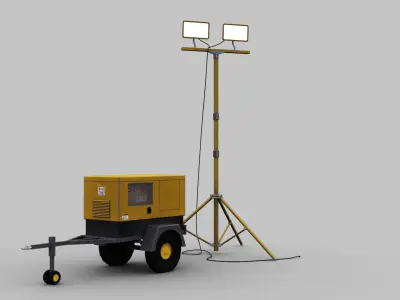 Light Tower and Generator Low-poly 3D model