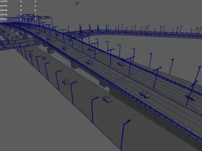 FlyOver bridge with cars 3D model