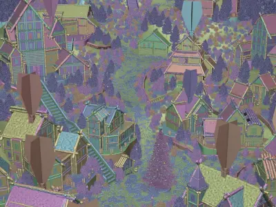 Xmas Snowy Village 3D Christmas Houses Festive Season 3D model