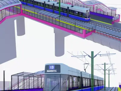 Zurich tram stop IV 3D model