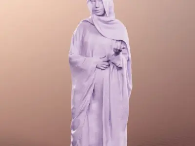 Yade 12931-02 - Muslim Woman Statue Low-poly 3D model