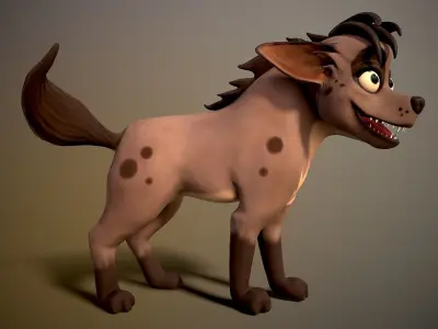 cartoon hyena Low-poly 3D model