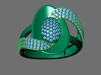 Womens Rings With Stone Ring Ready STL 3DM Models Rings women 3D print model 29