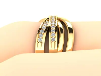 CROSSOVER DIAMOND RING 3D print model