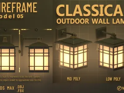 CLASSICAL OUTDOOR WALL LAMP -Model 05- Low-poly 3D model