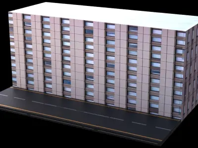 Low poly building apartment Free low-poly 3D model