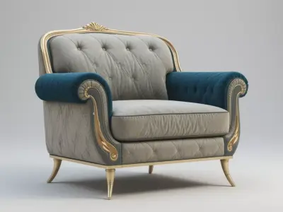 Luxury Royal Lounge Chair 3D Model Modern Elegant Furniture 3D model