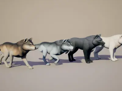 Wolf stylized Low-poly 3D model
