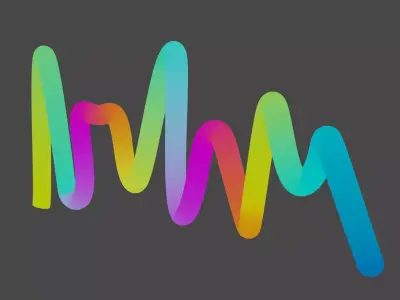 3D Colorful Gradient Curve Squiggle 3D model