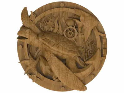 Carved panel painting STL 3D model 11