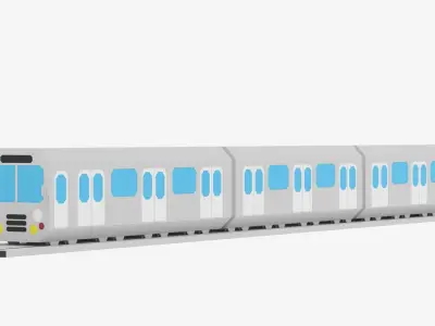 Cartoon Metro Subway Train Low-poly 3D model