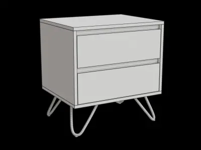 Light Walnut Effect Black Bedside Table Low-poly 3D model