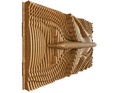 Parametric Wavy Wooden Wall Decor 21 - wood cutting machines 3D model