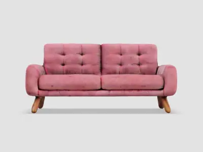 Blush Comfort Tufted Two-Seater Sofa 3D model