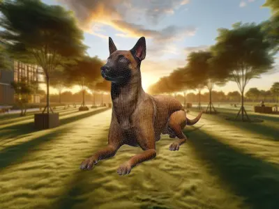 Alert Guardian 3D Dog Model Low-poly 3D model