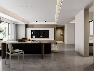 Modern living room dining room interior scenes 332 3D model