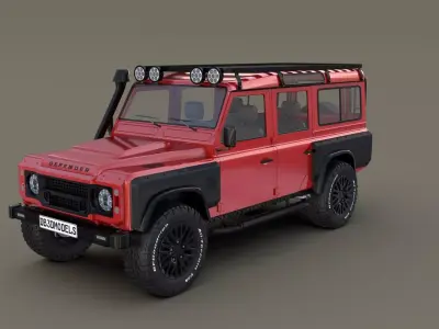Land Rover Defender 110 Custom v2 with interior 3D model