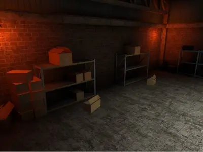 Garage for racing game Low-poly 3D model