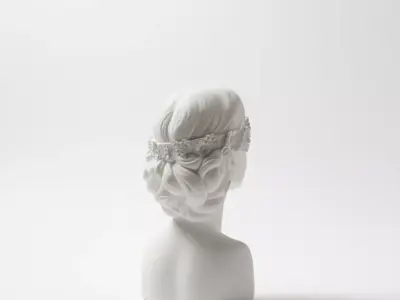 White Marble Woman Bust Sculpture Floral Blindfold Low-poly 3D model