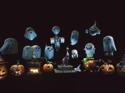 Stylized  Halloween  Pack 01 Low-poly 3D model