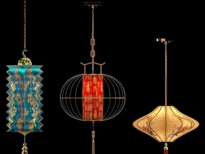 Chinese red lantern  3D model 38
