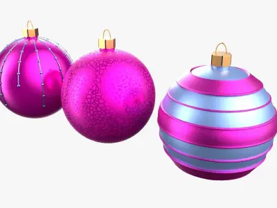 Christmas Tree Ornament Set2 - Pink LightBlue Low-poly 3D model
