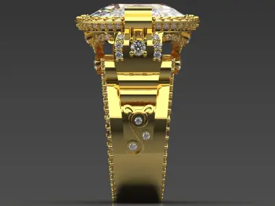 Luxury yellow gold wedding ring with diamond model jr00142 3D print model