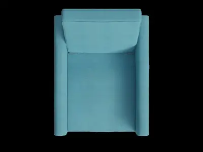 Blue Upholstered Club Recliner 3D model