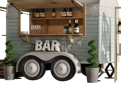 Food truck bar set 3 3D model