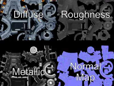 Futuristic Energy Core model pack with detailed components Low-poly 3D model