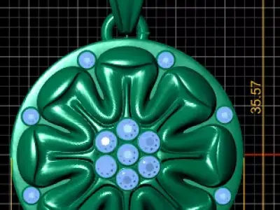 gold floral pendant 3D printable model   3D print model