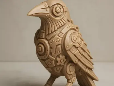 Industrial Crow Sculpture 3D print model