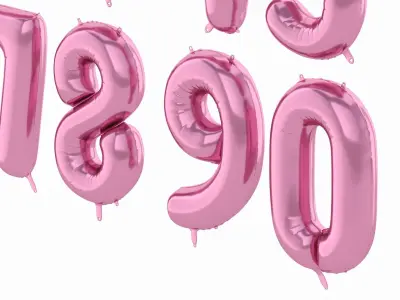 Balloon Numbers Pink Color  3D model