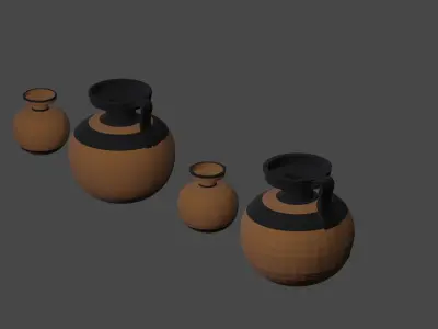 Ancient Greek Pottery Set Low-poly 3D model