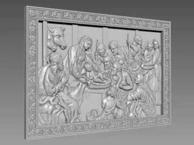 Jesus Birth Bas-Relief 3D model