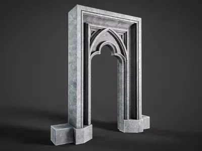 Lowpoly Gothic Portal-type 2 Low-poly 3D model