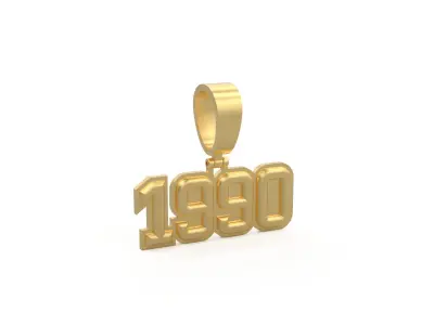 Model 1170 Number 1990 Necklace Curved With Border 3D print model