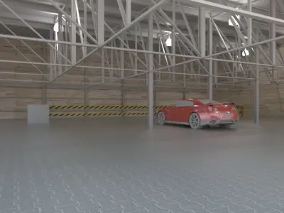 studio render 7 nissan sports car in garage Low-poly 3D model