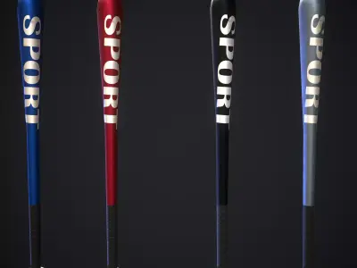 Metal baseball bat  Low-poly 3D model