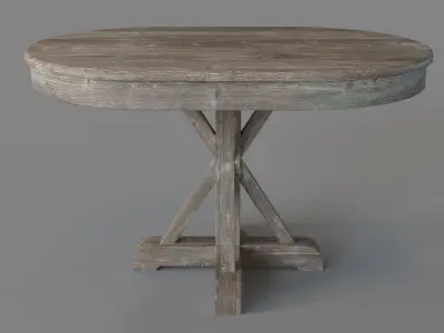 Gerald Pine Oval Dining Table Hand Distressed Brown 3D model