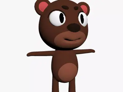 Cartoon Bear Character Low-poly 3D model