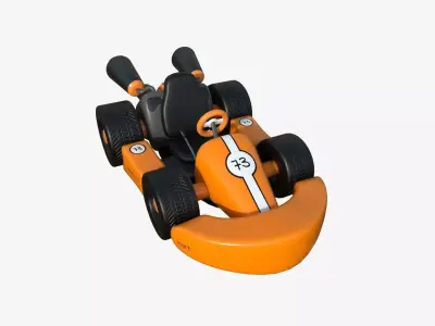 Cartoon Kart C06 Orange - Vehicle Racing Design Low-poly 3D model