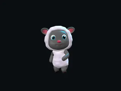 Cartoon Sheep Animated Low-poly 3D model
