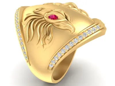 Luxury Lion Head Diamond Men Ring 3D Model  2909 3D print model