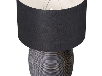 Black Fluted Rustic European bedside Nightstand Table Lamp 3D model