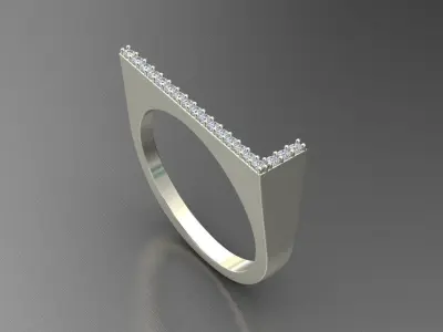 alphabet jewelry ring diamond letter L 3D print model