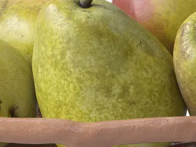 Nested bowl with pears and mango 3D model