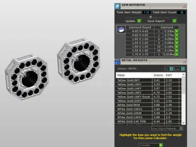 H-ERG-821 two diamond stud earrings 3D print model